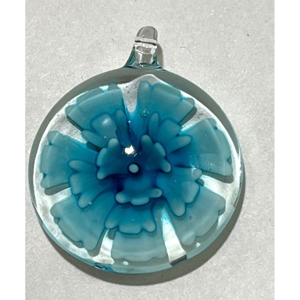 Dichroic Glass Blue Flower Pendant